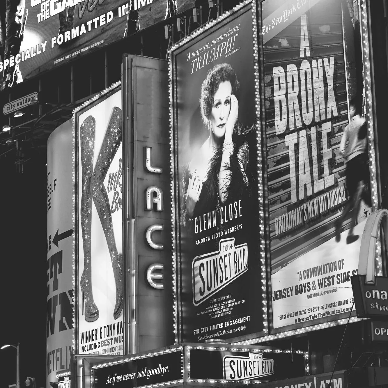 Large posters and signs on broadway